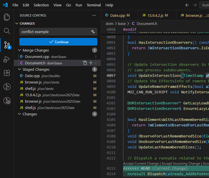 Rebase conflict